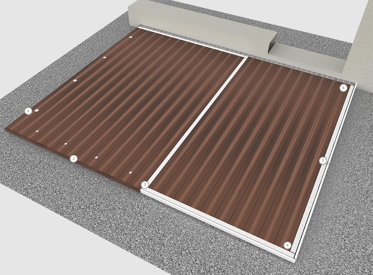 megawood Terrassensystem - megalite Lichtsystem geschlossene Ansicht