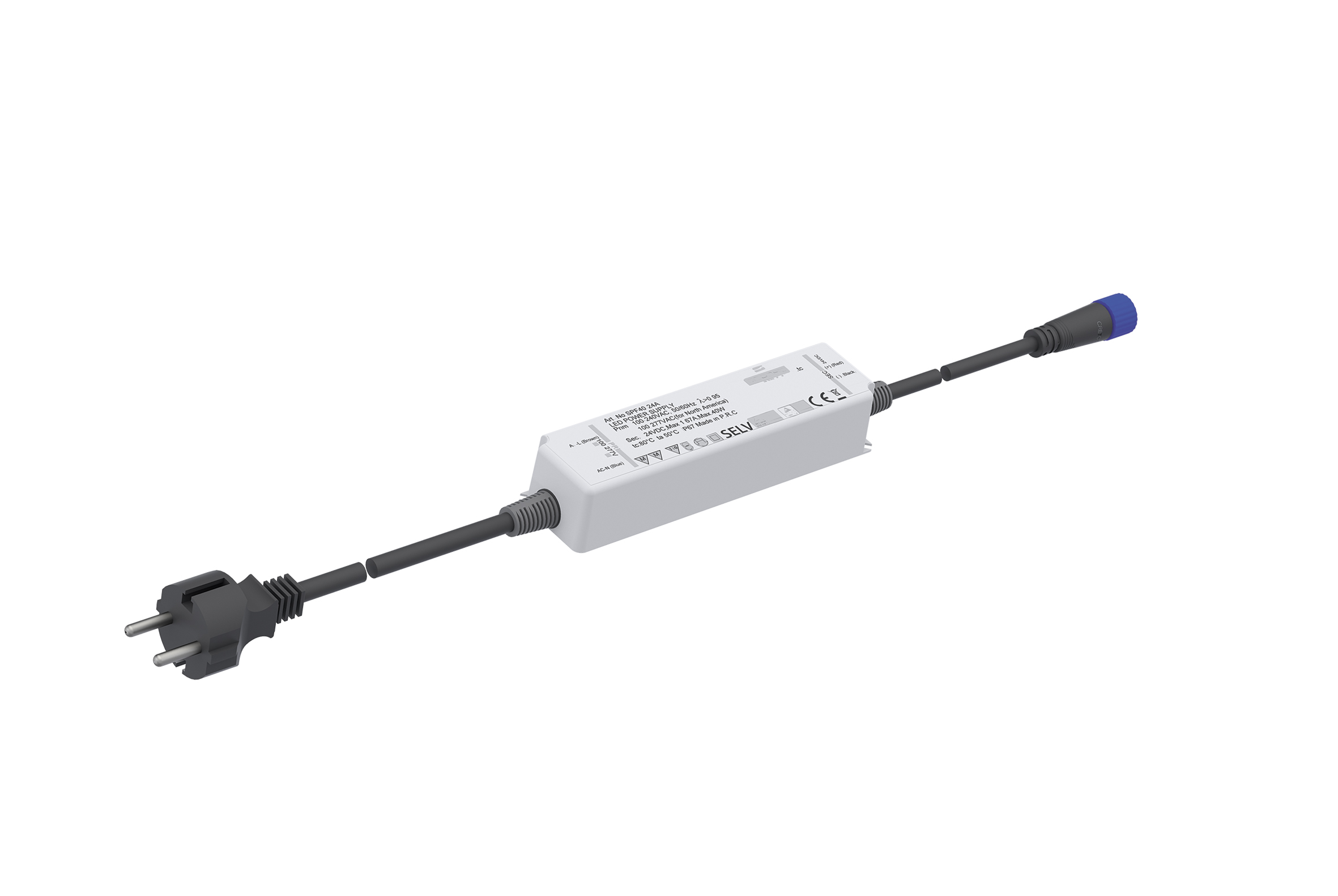 Netzteil EVG 24 V DC, 150W/30W (IP67) Schukostecker Stecker/Kupplung IP68